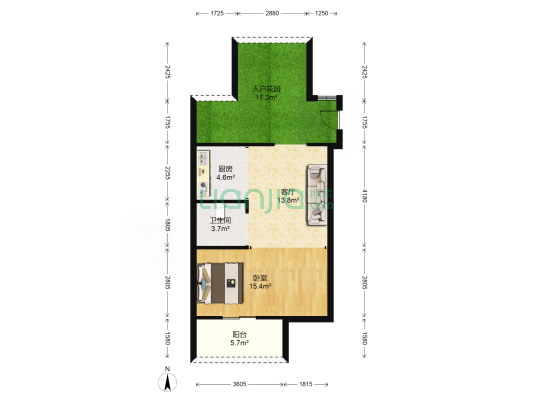 凯得国际 1室1厅1卫 72平方