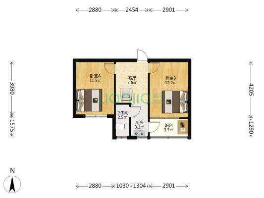 太化46号 2室1厅1卫 52平方