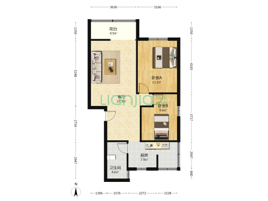 山益村 2室1厅1卫 86平方