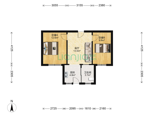普阳街 2室1厅1卫 48平方
