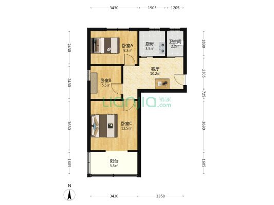 窑背巷6号 3室1厅1卫 58平方