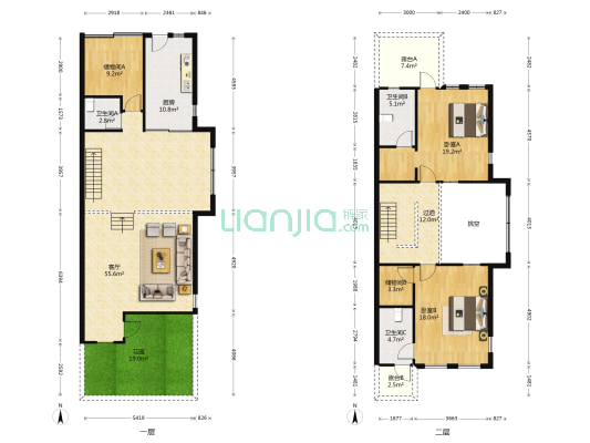融创上城二期 2室1厅3卫 221平方
