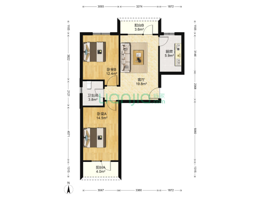 花溪园 2室1厅1卫 80平方