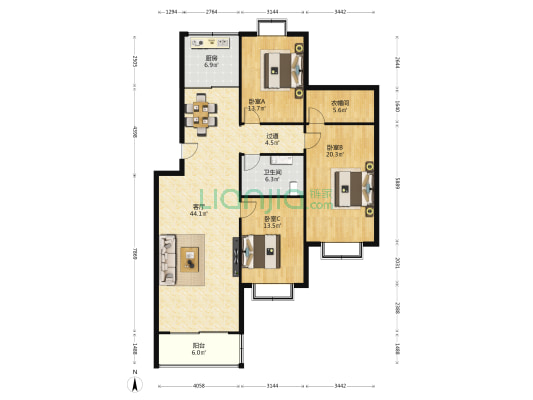 银川西路7号院 3室1厅1卫 137平方