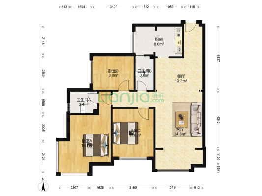新希望希望汇 3室2厅2卫 110平方