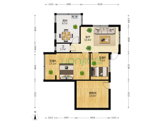 书林街141号 2室1厅1卫 69平方