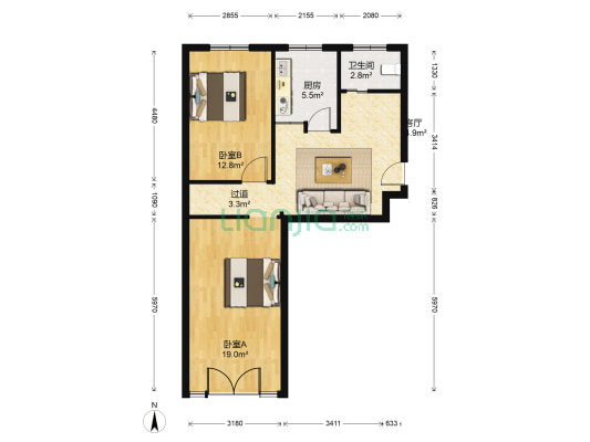 天平新村 2室1厅1卫 66平方