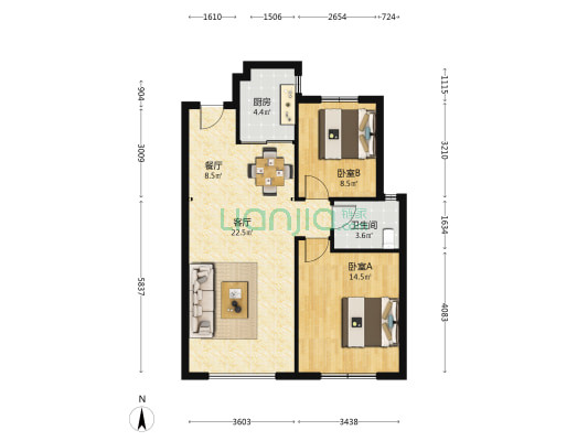 华商金岸 2室2厅1卫 92平方