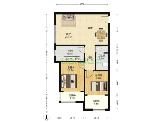 华阳公寓 2室1厅1卫 92平方
