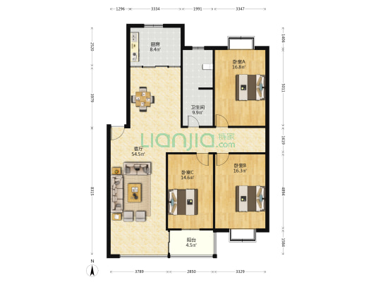 盛世家苑 3室1厅1卫 147平方