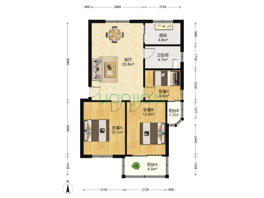 南苑新村 3室1厅1卫 81平方