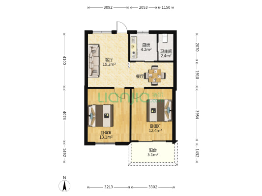 南湖花园（仓山区） 2室1厅1卫 74平方