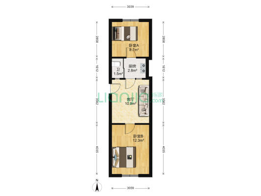 淮河路450号 2室1厅1卫 50平方