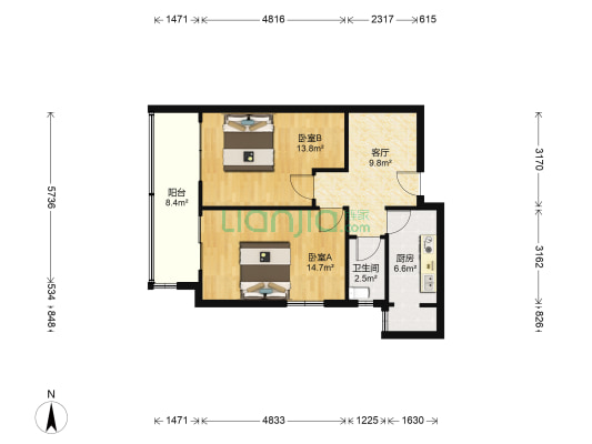 开封里小区 2室1厅1卫 78平方