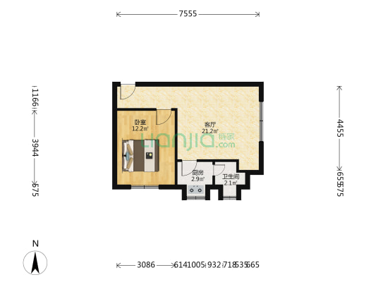 银山大厦 1室1厅1卫 122平方