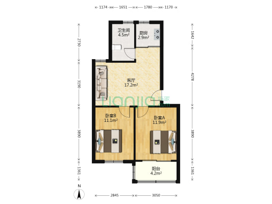 鑫禾花园（胥口） 2室1厅1卫 68平方