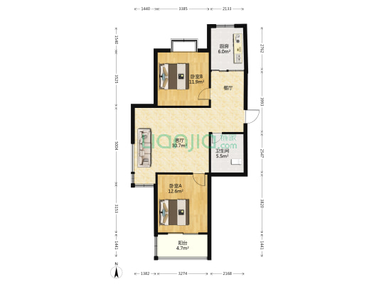 晟达家园 2室1厅1卫 97平方