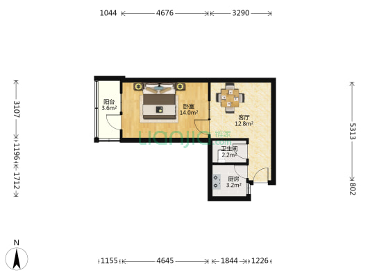 日远里 1室1厅1卫 49平方