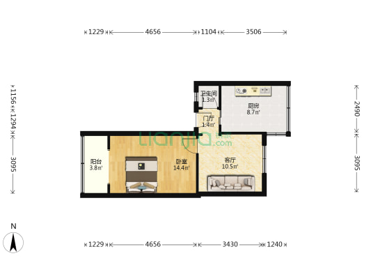 柿子巷7号 1室1厅1卫 47平方