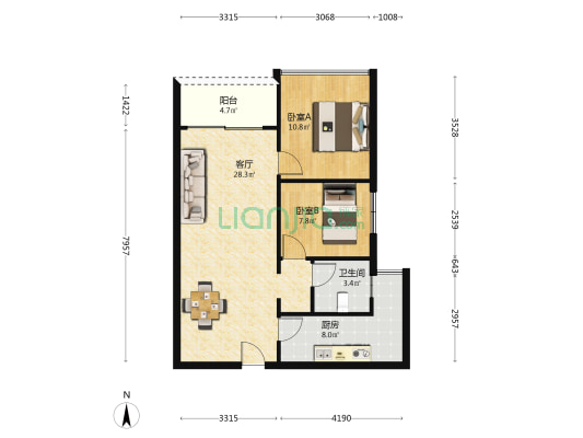 隆腾花园 2室1厅1卫 72平方