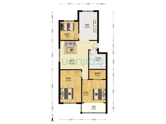 金水苑小区 3室1厅1卫 105平方