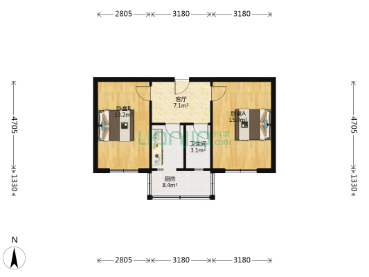 太原市小店区营盘街道平阳路二社区外事办 2室1厅1卫 55平方