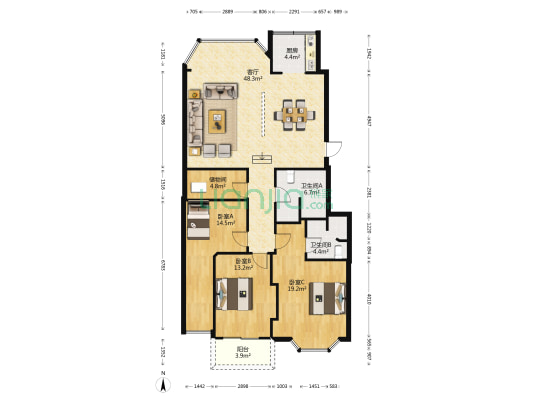 闽都嘉源 3室1厅2卫 147平方