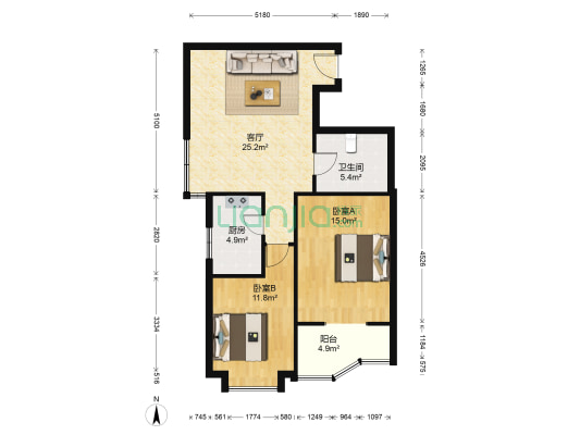 佳境观邸 2室1厅1卫 90平方