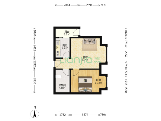 爱德华庭一期 1室1厅1卫 53平方