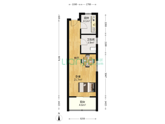 义德东苑 1室0厅1卫 47平方