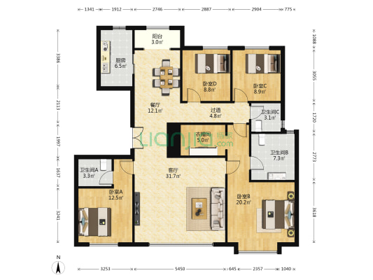 未央金茂府 4室2厅3卫 167平方