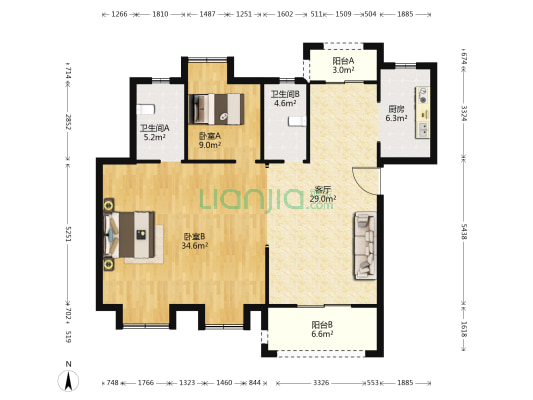 武地电建君樾府 3室2厅2卫 127平方