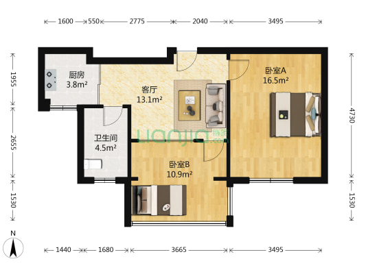 白云花苑 2室1厅1卫 59平方