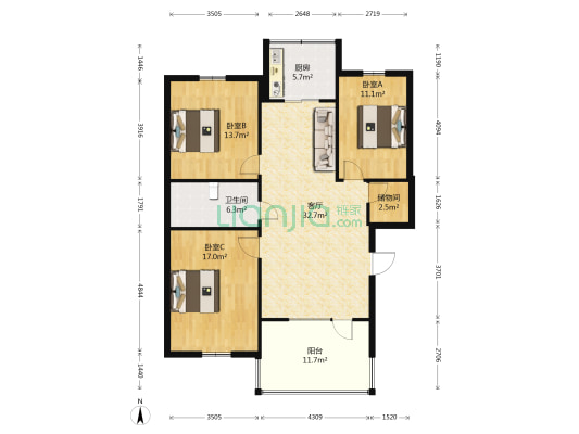 南山苑 3室1厅1卫 94平方