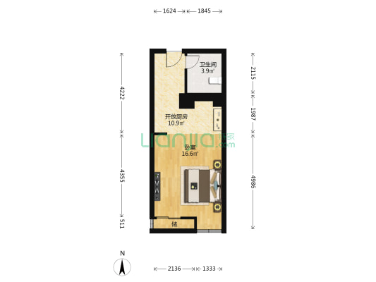 利金国际 1室0厅1卫 47平方