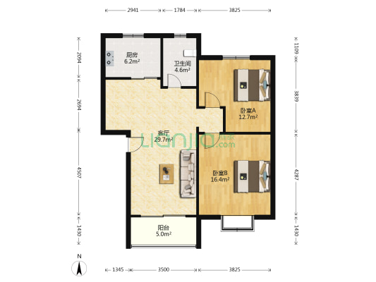 鼎盛花园（甪直） 2室1厅1卫 93平方