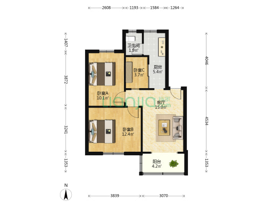 工人新村（2路24号）味精厂 3室1厅1卫 59平方