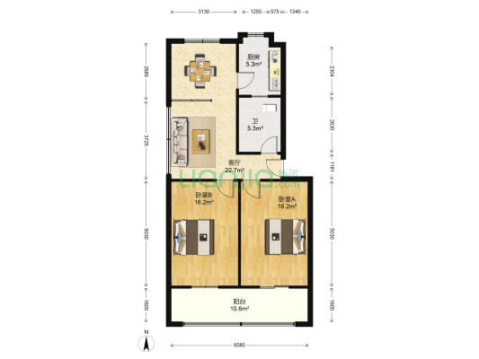 奇胜公寓小区 2室1厅1卫 95平方