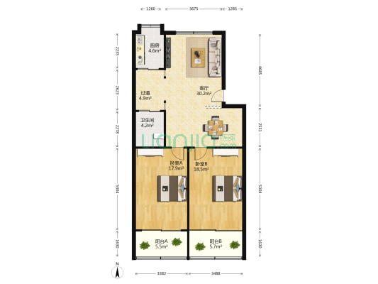 亚雄住宅小区 2室1厅1卫 127平方