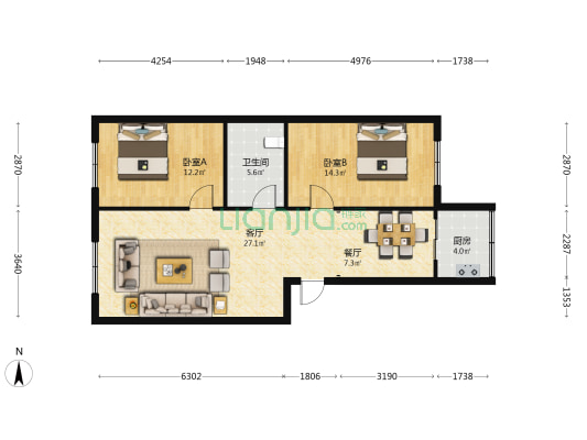 华强小区 2室2厅1卫 96平方