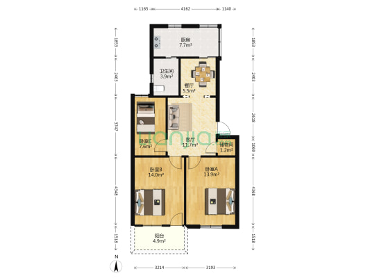琯尾街二弄35号 3室2厅1卫 87平方
