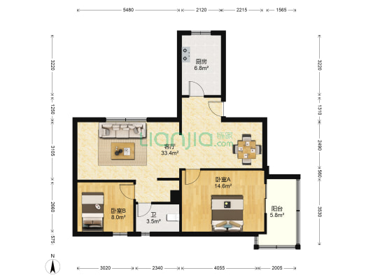 建行小区 2室1厅1卫 102平方