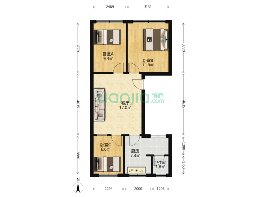松雅小区 3室1厅1卫 74平方