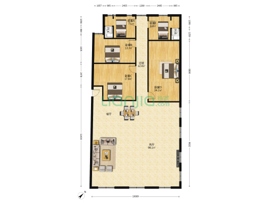 幸福南路 5室1厅2卫 213平方