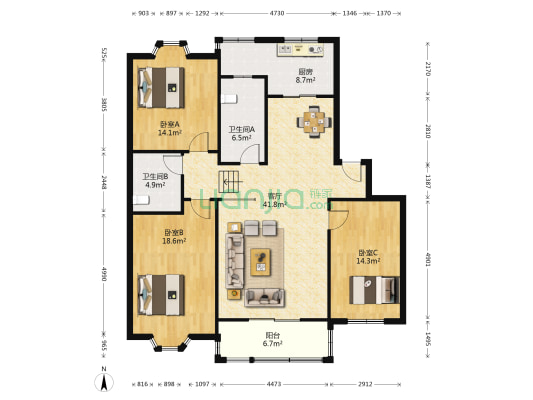 丰泽苑(临安) 3室1厅2卫 135平方