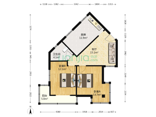南山路（金州） 2室1厅1卫 78平方