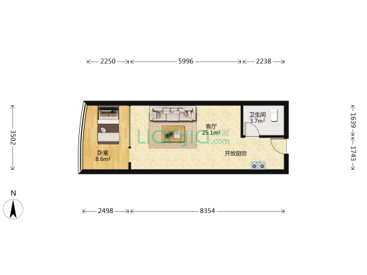 景天城 1室1厅1卫 49平方
