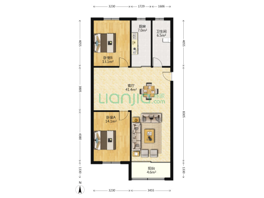 锡惠园 2室1厅1卫 181平方