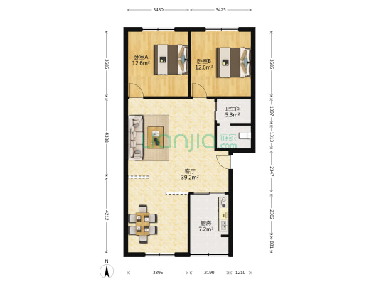 正西街127号 2室1厅1卫 93平方