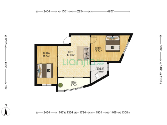 丽馨苑 2室1厅1卫 58平方